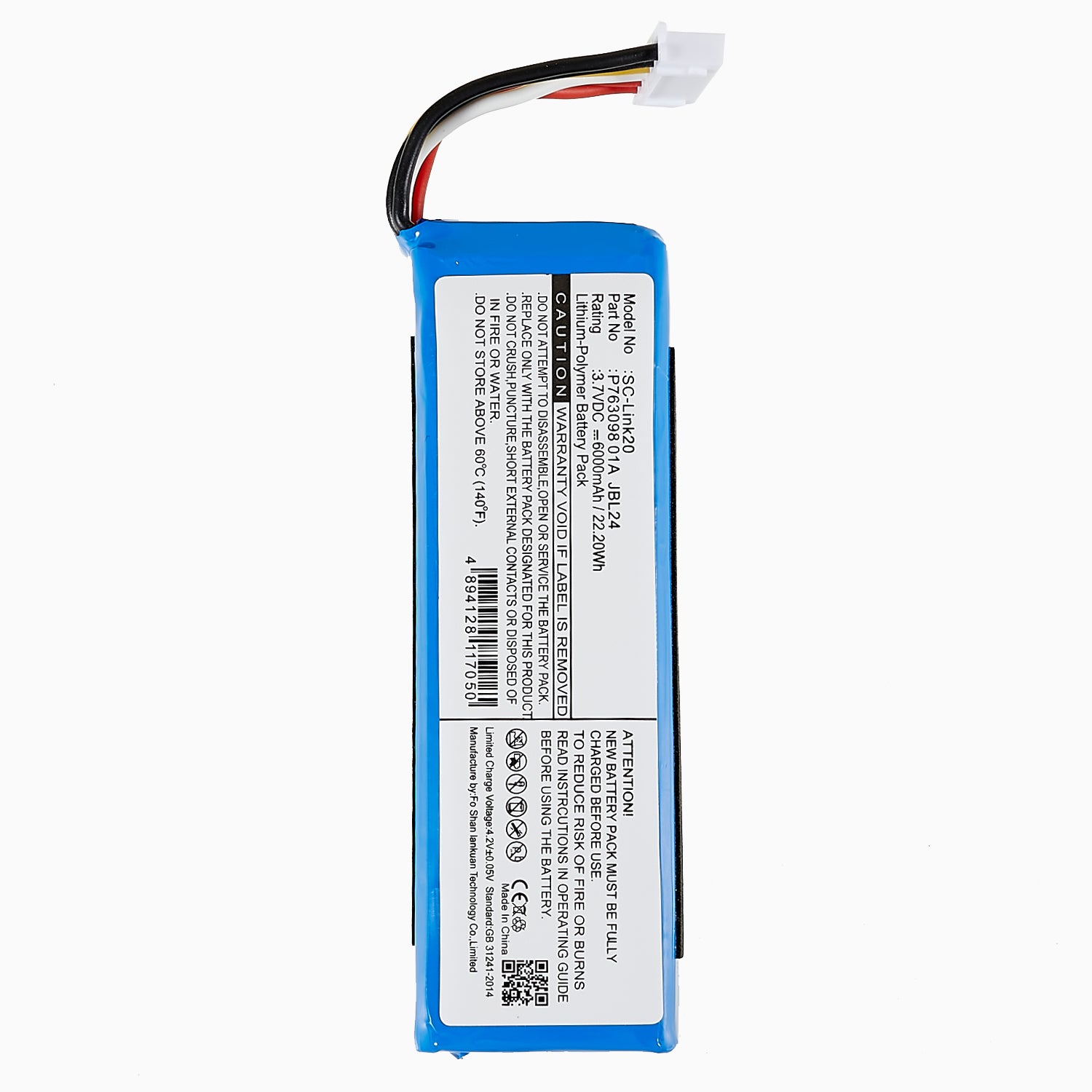 For JBL Link 20 Speaker Battery 3.7V 6000mAh Lithium-ion Polymer Battery Replacement Part (Encode: P763098 01A) (without Logo) For JBL Link 20 Speaker Battery 3.7V 6000mAh Lithium-ion Polymer Battery Replacement Part (Encode: P763098 01A) (without Logo)